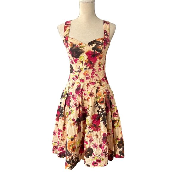 Peruvian Connection Dresses & Skirts - Peruvian Connection Floral Dress size 4 S small watercolor corset ivory cream